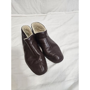 Dark Brown Leather Shearling - Lined Ankle Boots